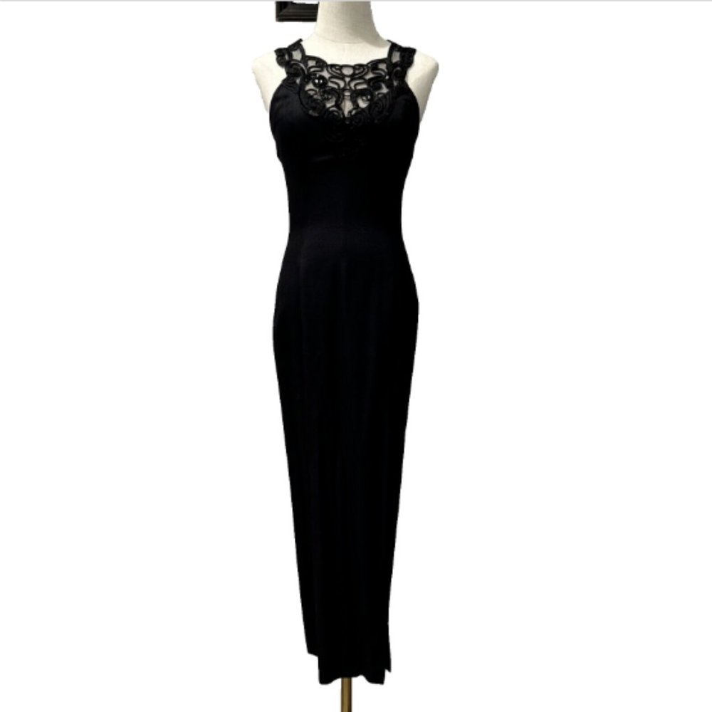 Jessica‎ McClintock Gunne Sax Black Dress 5/6 Vintage Sleeveless Sexy Bodycon